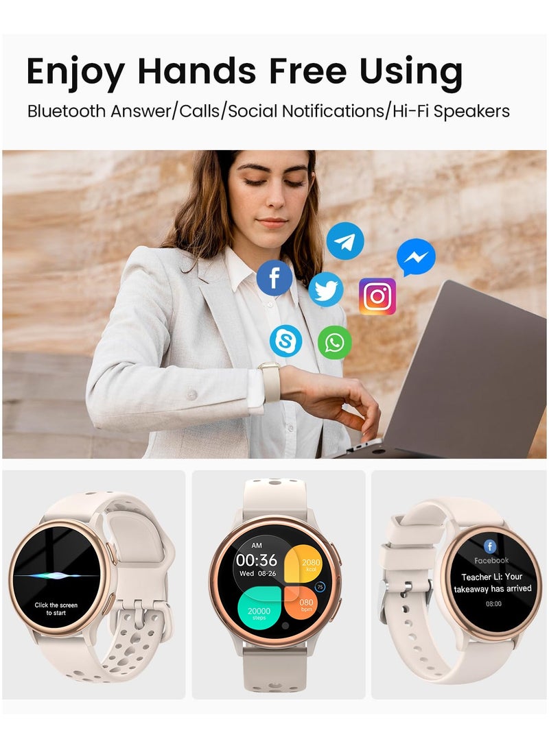 1.27'' Smart Watches for Women with Calls,Step Tracker,heart Rate Monitor, 70 Sport Modes IP68 Waterproof