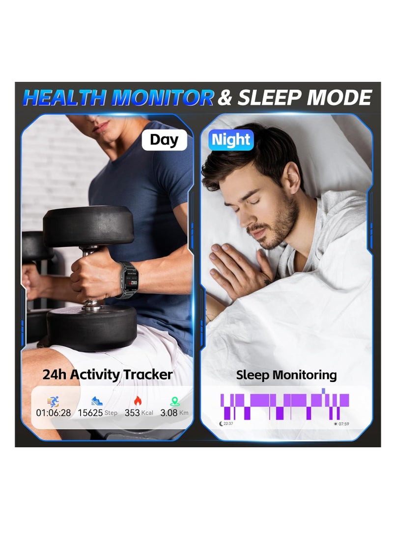 1.83” Smart Watch for Men with Bluetooth Call, Outdoor Sports Smartwatch, 3ATM Waterproof Fitness Tracker Watch, with Fitness & Sleep Tracker, Heart Rate Monitor, Swimming Pedometer