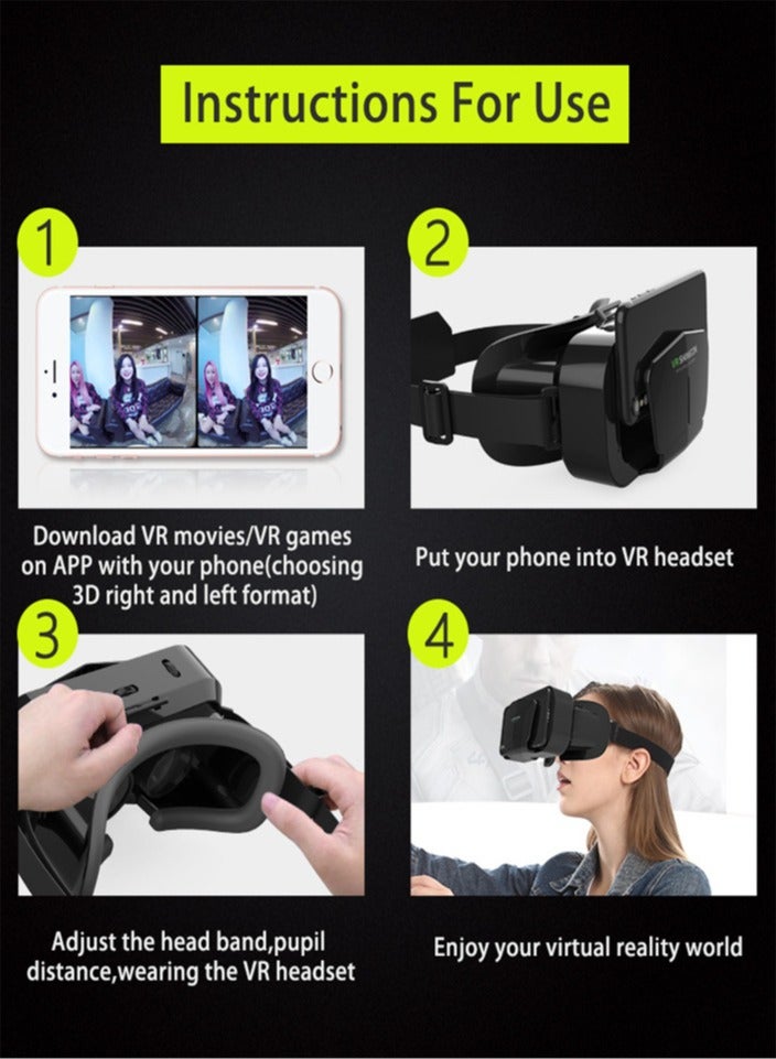 VR Glasses 3D Headset Virtual Reality Devices Helmet Viar Lenses Goggle For Smartphone Cell Phone Smart With Controller