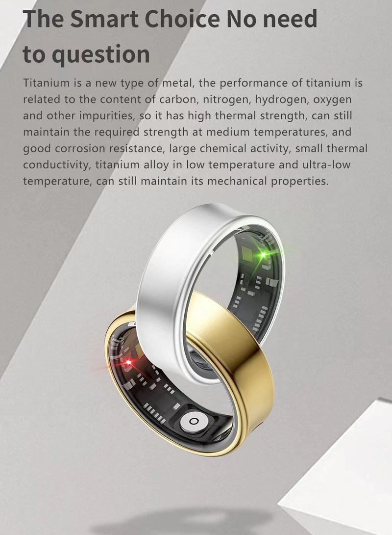 Smart Health Ring for Heart Rate Blood Oxygen Sleep Monitoring all Weather Motion Calculation 24-hour Health Monitoring Protect Your Health Gold No.19