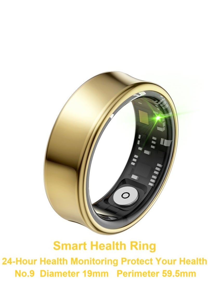 Smart Health Ring for Heart Rate Blood Oxygen Sleep Monitoring all Weather Motion Calculation 24-hour Health Monitoring Protect Your Health Gold No.19