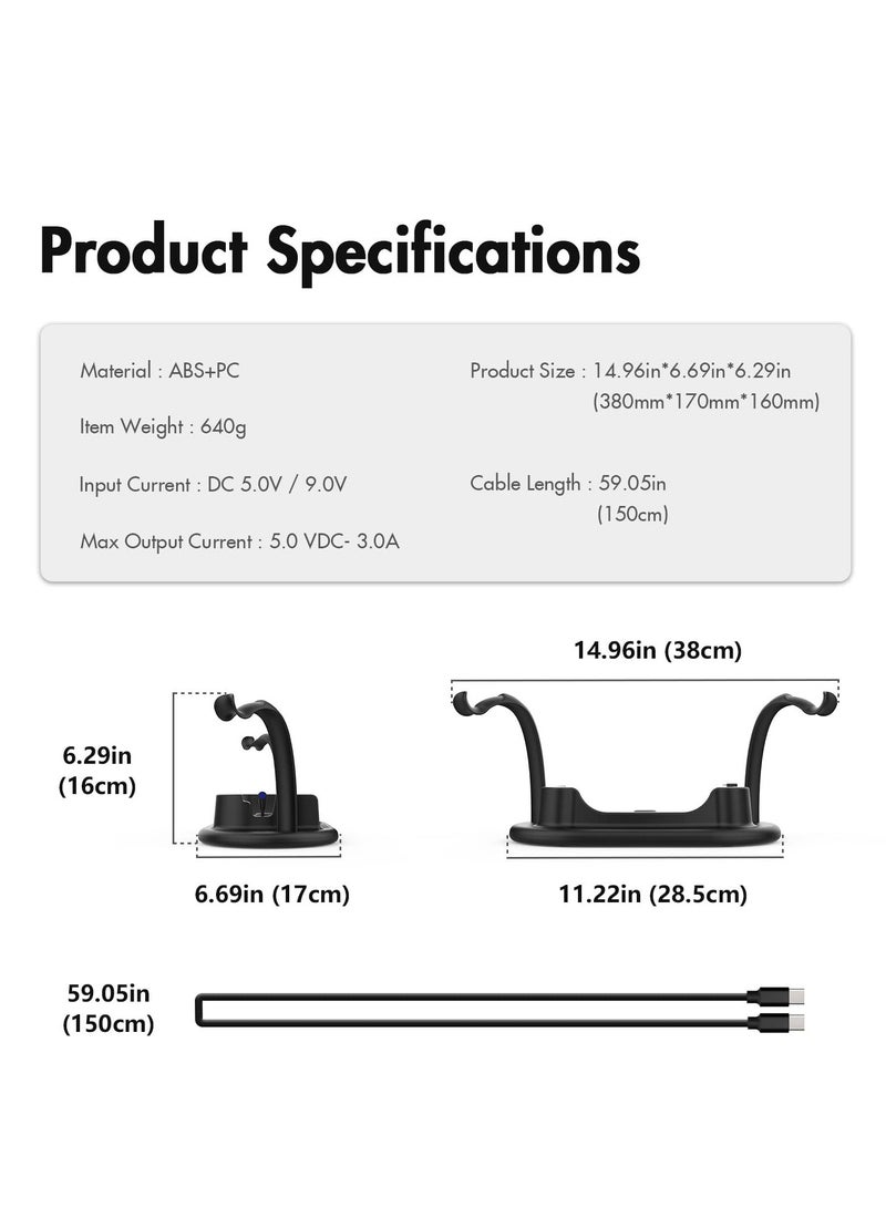 Charging Dock for Oculus Quest 2, Touch Controller and Headset Placement Display Stand Contact Charging Table Stand Auto-attached USB-C Magnetic Charging