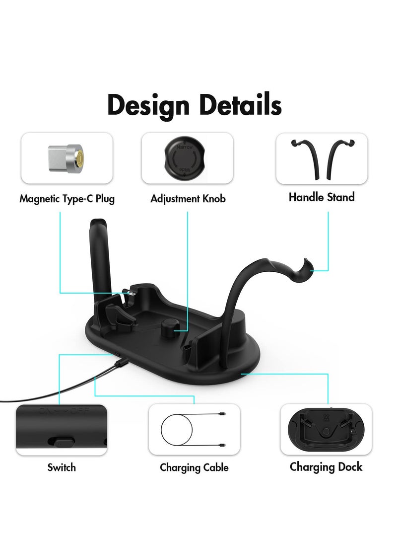 Charging Dock for Oculus Quest 2, Touch Controller and Headset Placement Display Stand Contact Charging Table Stand Auto-attached USB-C Magnetic Charging