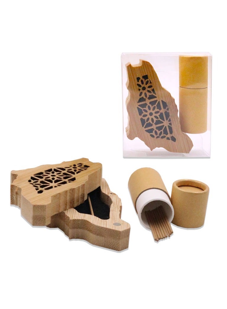 Mini Wooden Oud Incense Burner Saudi Arabia Map Design with 10pcs 1.3mm Oud Sticks