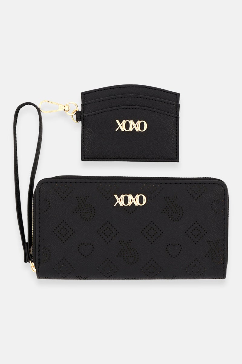 Women Brand Logo Wallet And Card Holder 10 H X 19 L X 2,5 W cm, Black