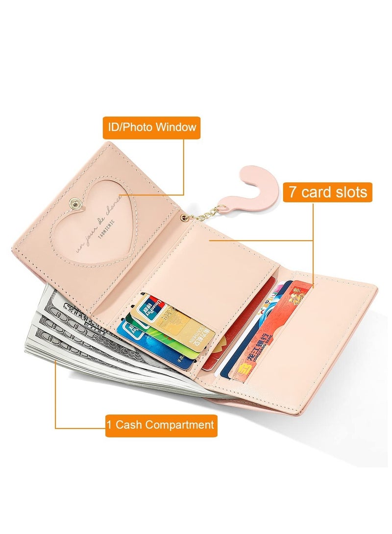 Small Wallet, Cartoon Cute Wallet for Girls, Trifold Wallet Slim Coin Purse Cash Pocket ID Window, PU Leather Slim Purse, Credit Card Holders for Women Girls