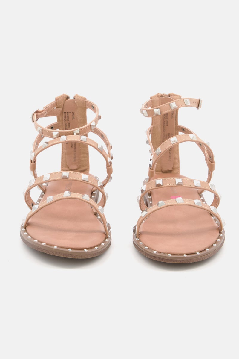 Kids Girl Embellished Adjustable Buckle Sandals, Tan