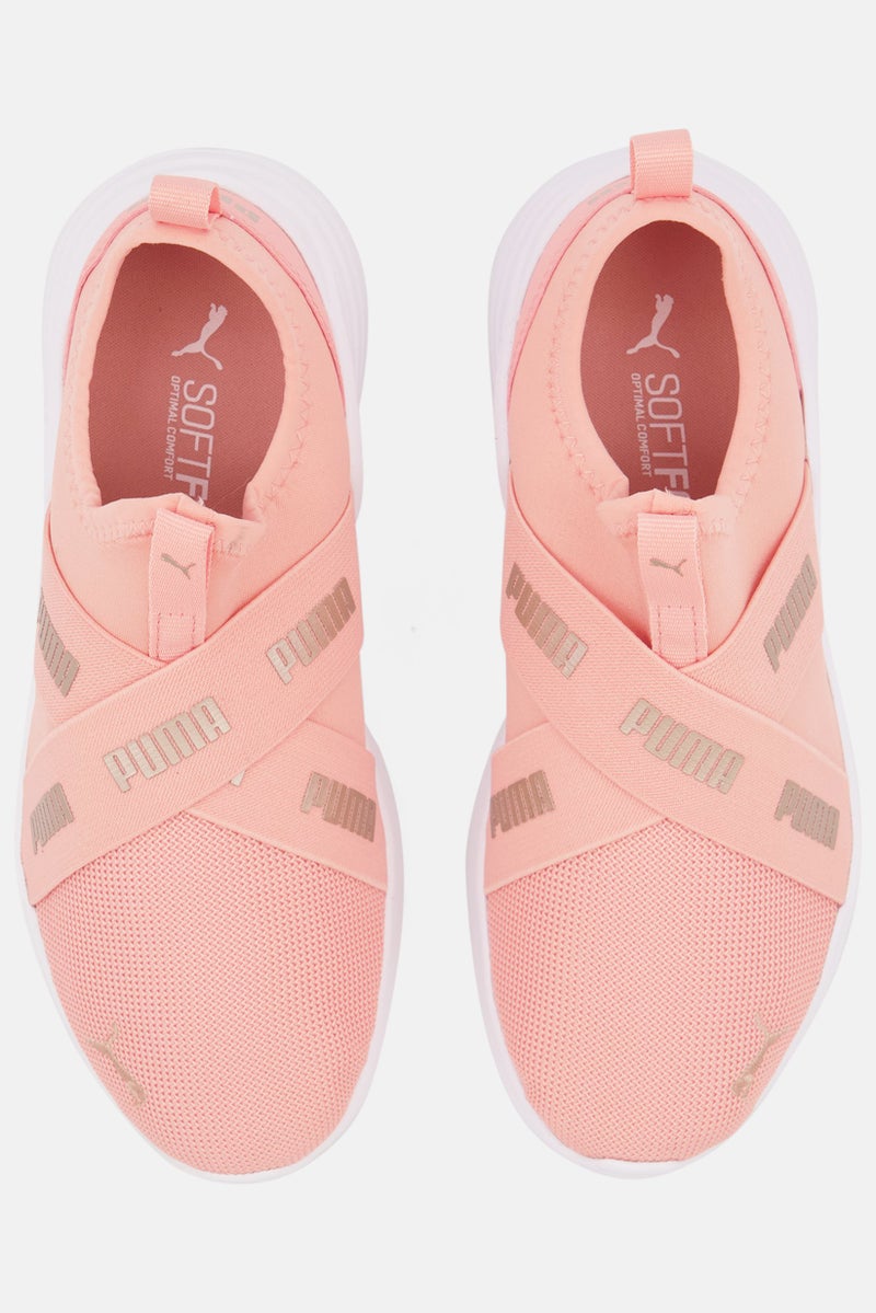 Kids Girls Wired Run Slip On Sports Shoes, Pink Combo