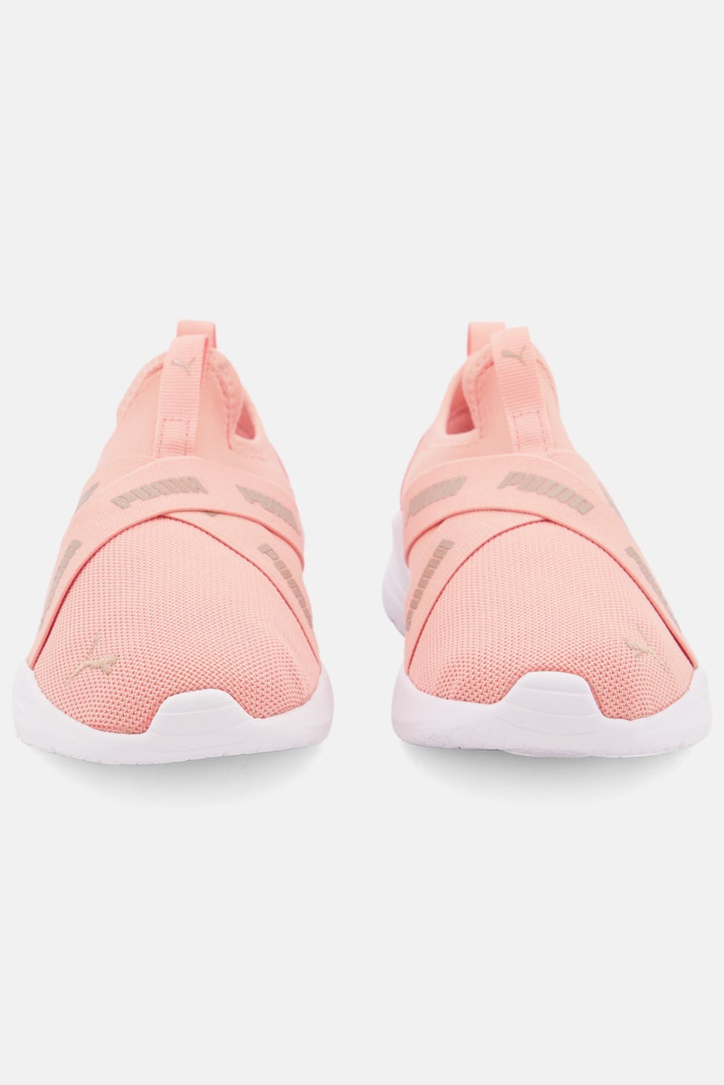 Kids Girls Wired Run Slip On Sports Shoes, Pink Combo