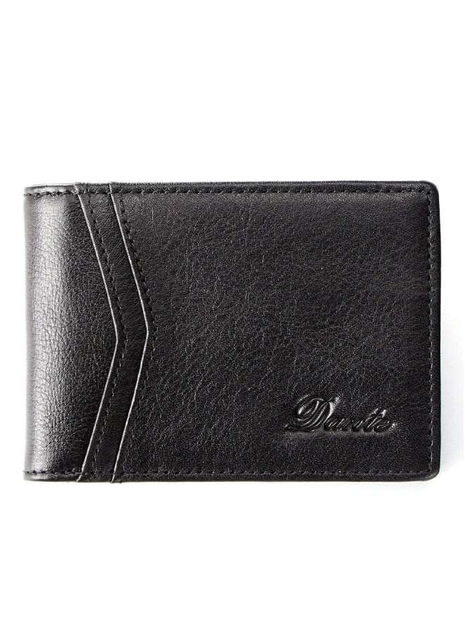 Cowhide Wallet Thin RFID Anti-theft Card Swipe Driver's License Coin Purse Horizontal Black
