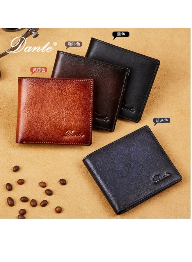 Men's Wallet, Top Layer Cowhide, Anti-theft Card Swipe RFID Leather Wallet, Black
