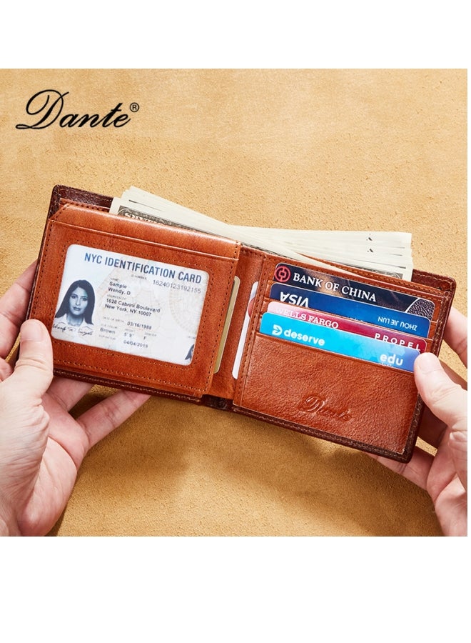 Men's Wallet, Top Layer Cowhide, Anti-theft Card Swipe RFID Leather Wallet, Black