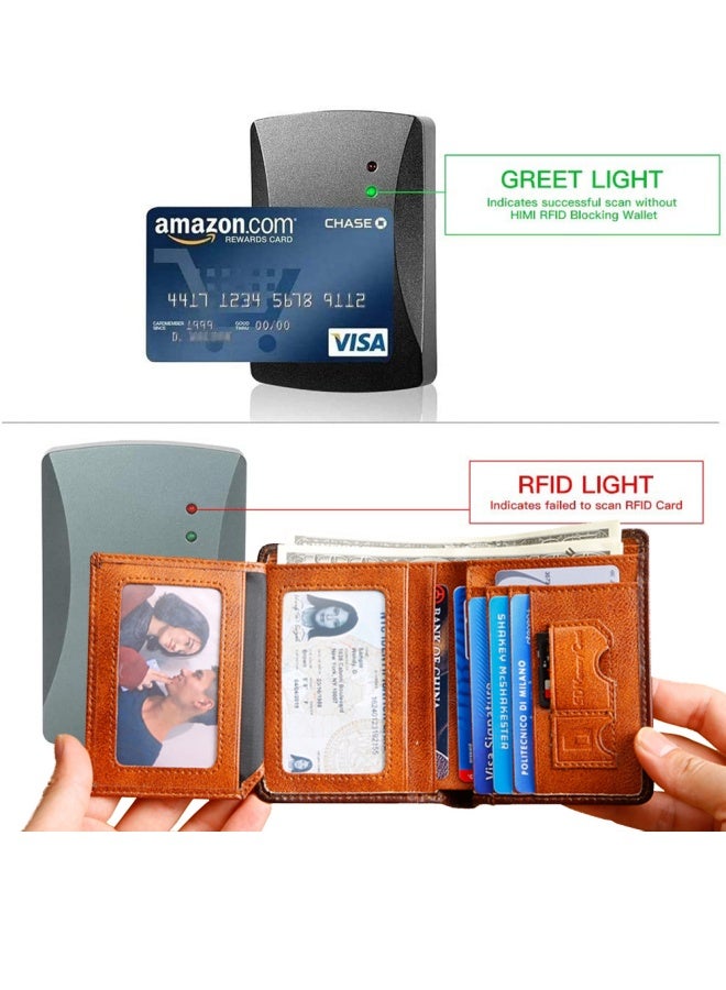 Men's Wallet First-layer Cowhide Anti-theft Card Swipe RFID Genuine Leather Wallet Retro Black