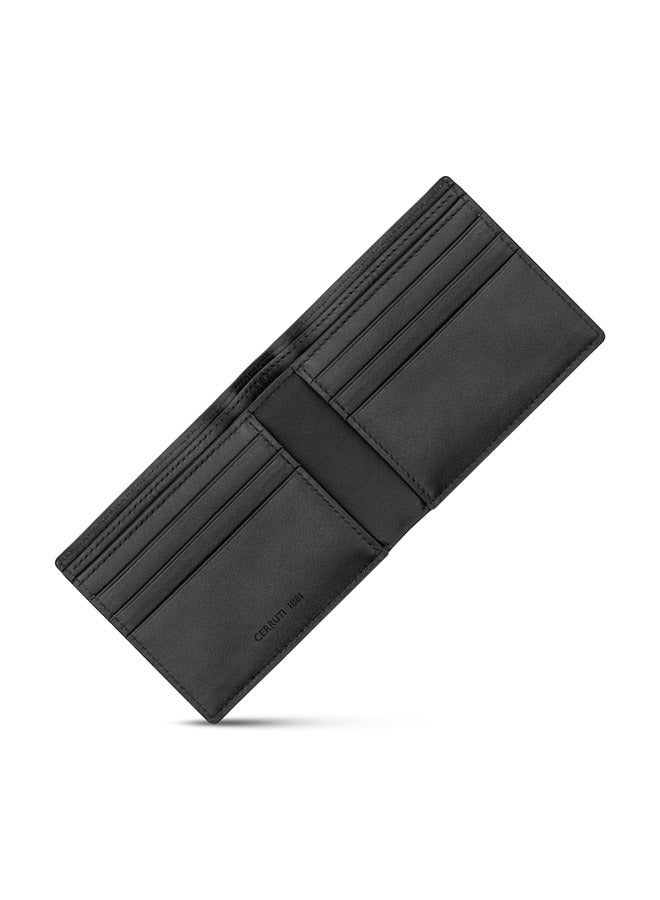 Tessuto Black Bifold Genuine Leather Wallet For Men With 6 Card Slots 105 MM- CEPU06644M-BLK