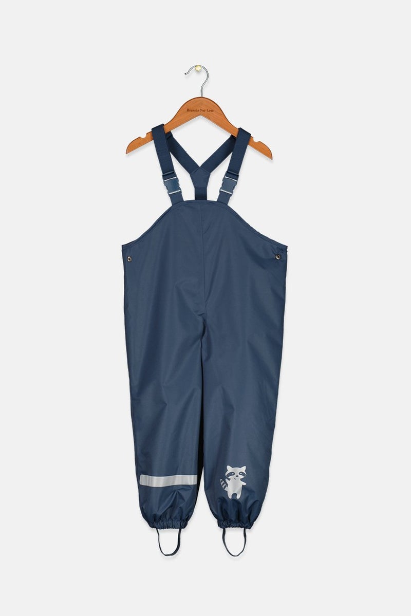 Toddlers Boy Graphic Print With Suspender Thermal Pants, Navy