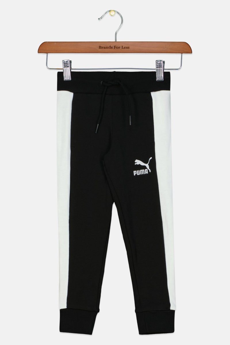 Toddlers Boy Embroidered Logo Drawstring Jogger Pants, Black