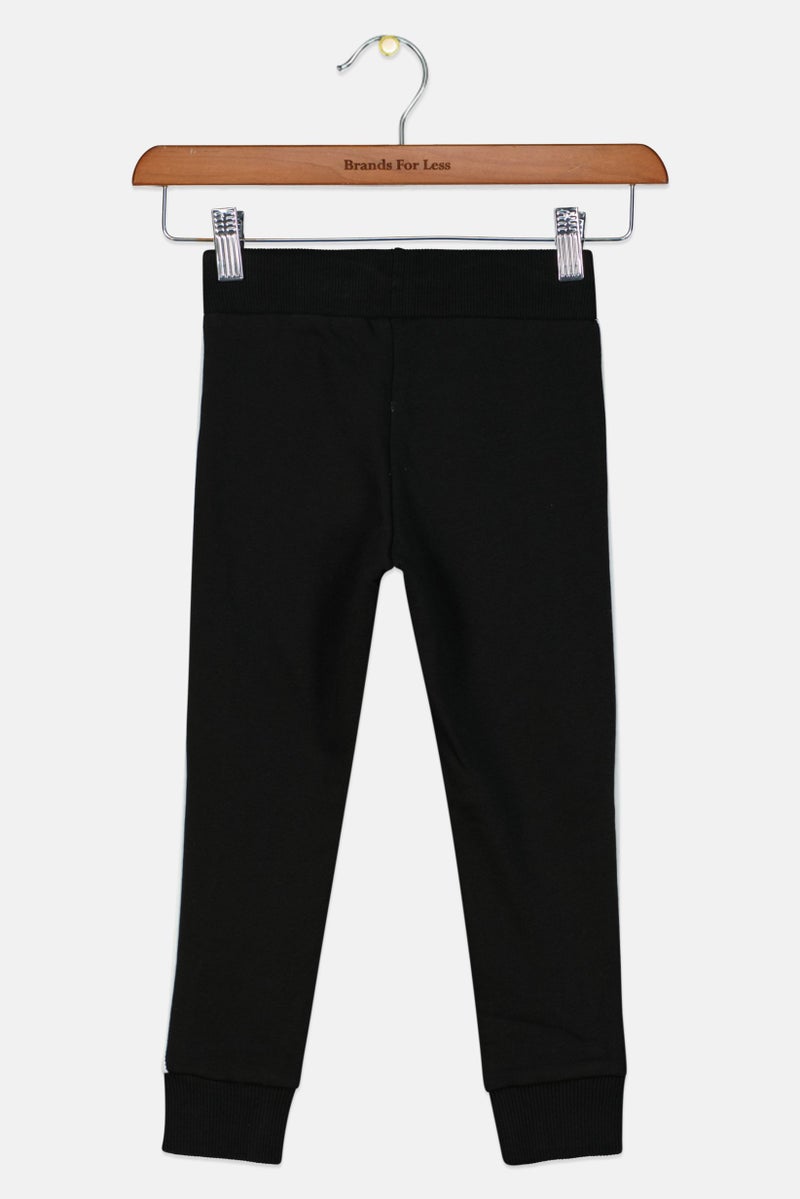 Toddlers Boy Embroidered Logo Drawstring Jogger Pants, Black