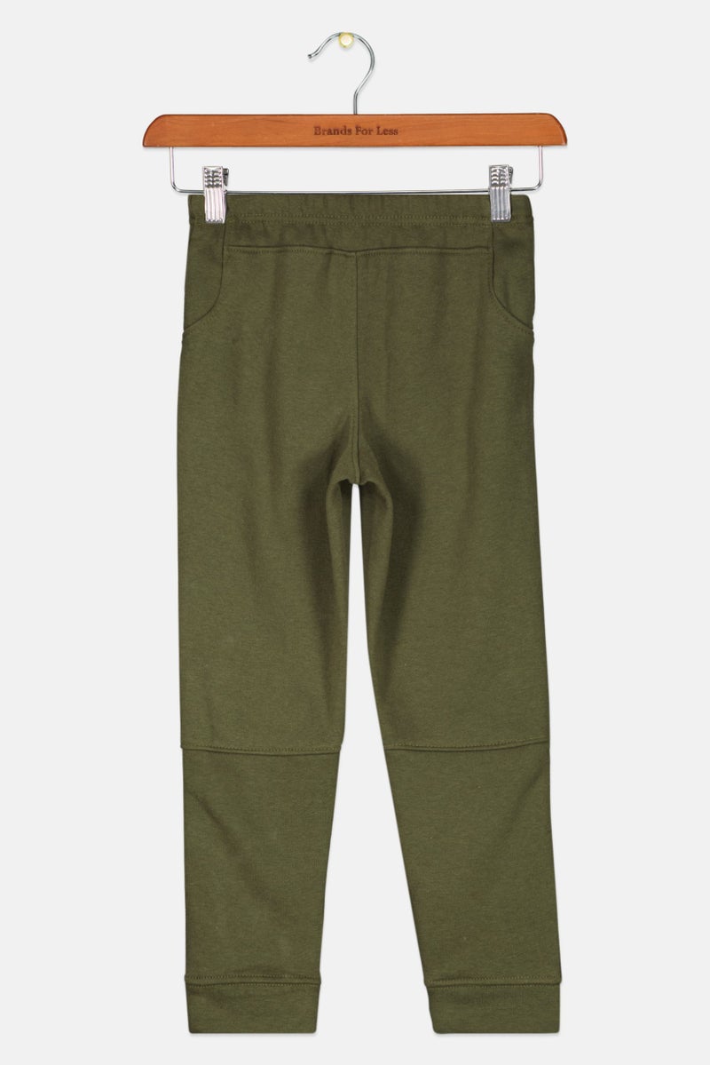 Kids Boy Plain Pull On Pants, Olive