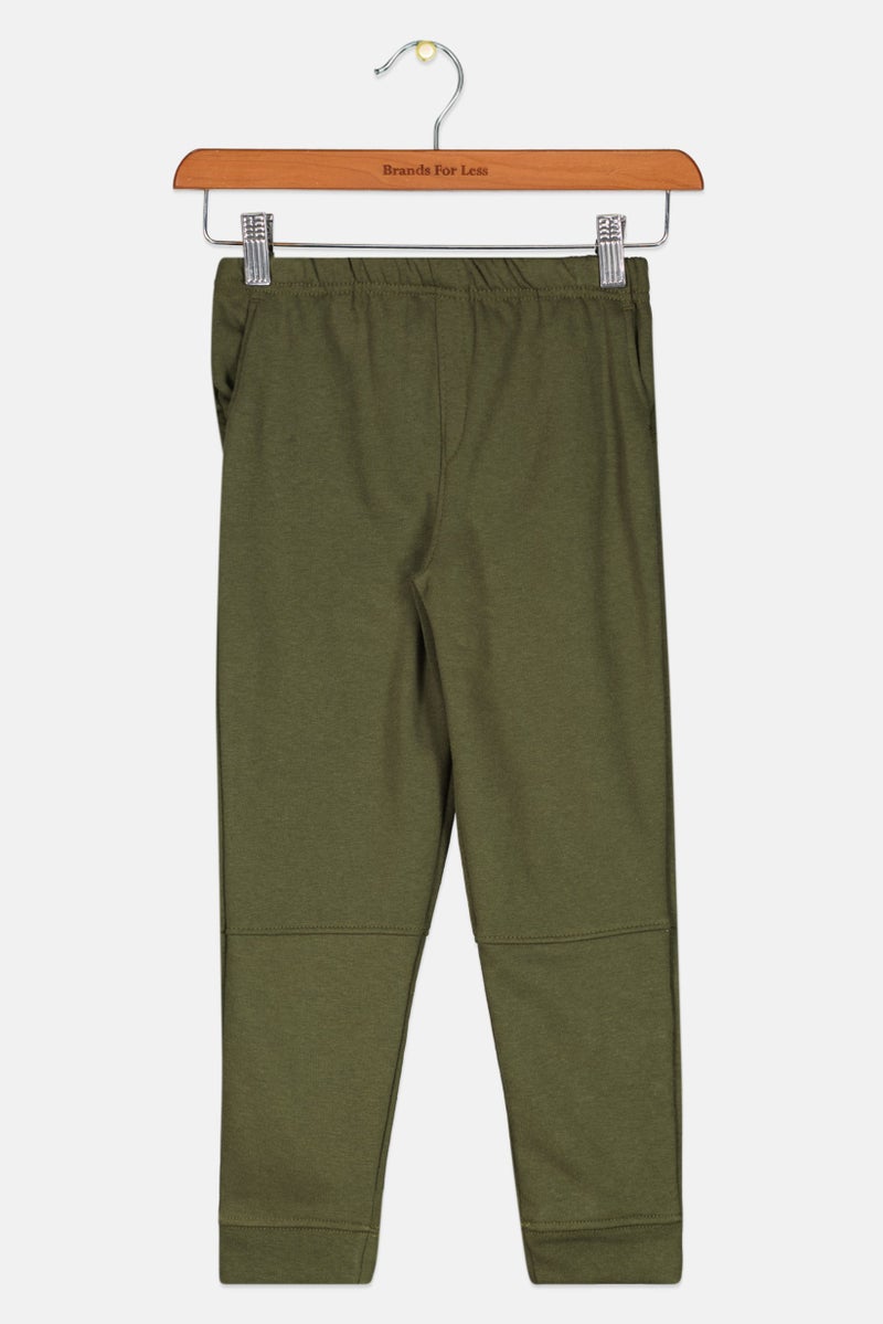 Kids Boy Plain Pull On Pants, Olive