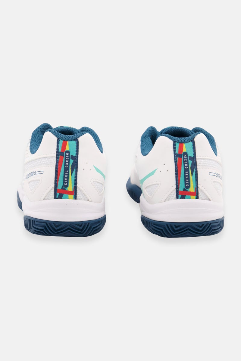 Kids Boy Exceed Lace Up Tennis Shoes, White/Teal Blue