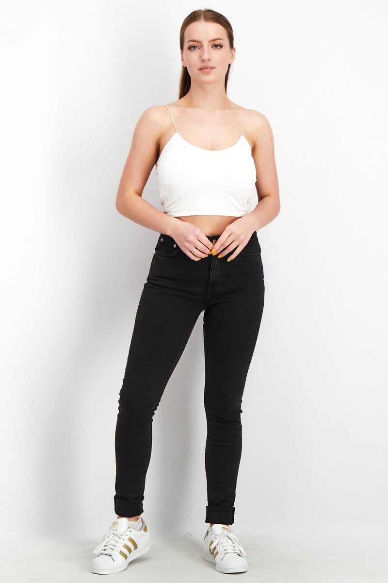 Women Regular Fit Solid Jeans, Black