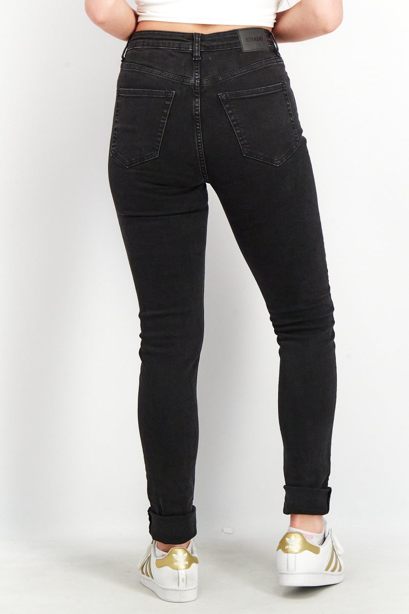 Women Regular Fit Solid Jeans, Black