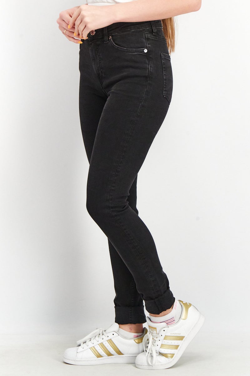Women Regular Fit Solid Jeans, Black