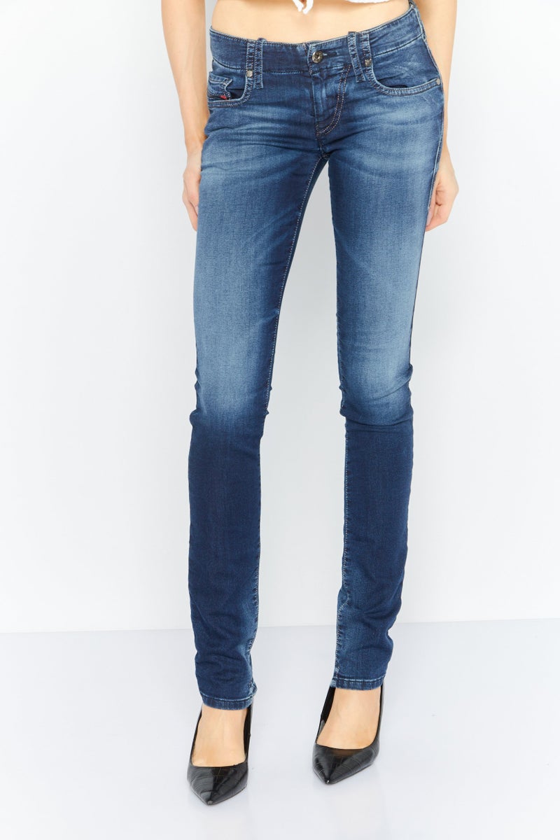 Women Regular Fit Wash Stretchable Denim, Navy