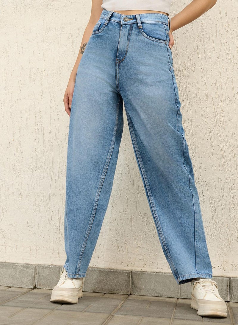 Women High-Rise Low Distress Light Fade Jeans