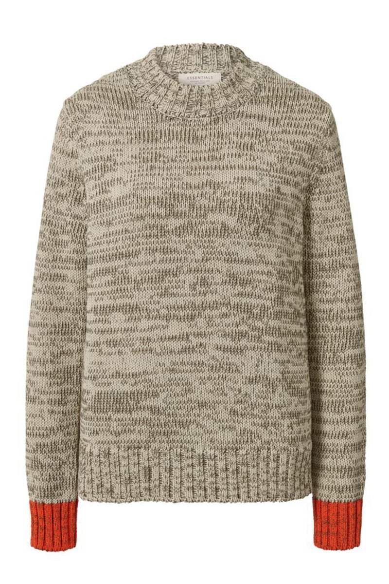 Women Knitted Long Sleeve Sweater, Olive/Beige