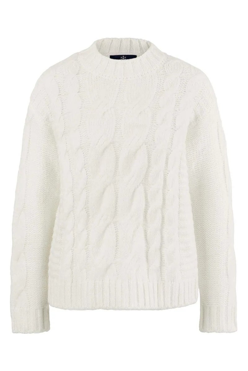 Women Round Neck Knitted Sweater, White