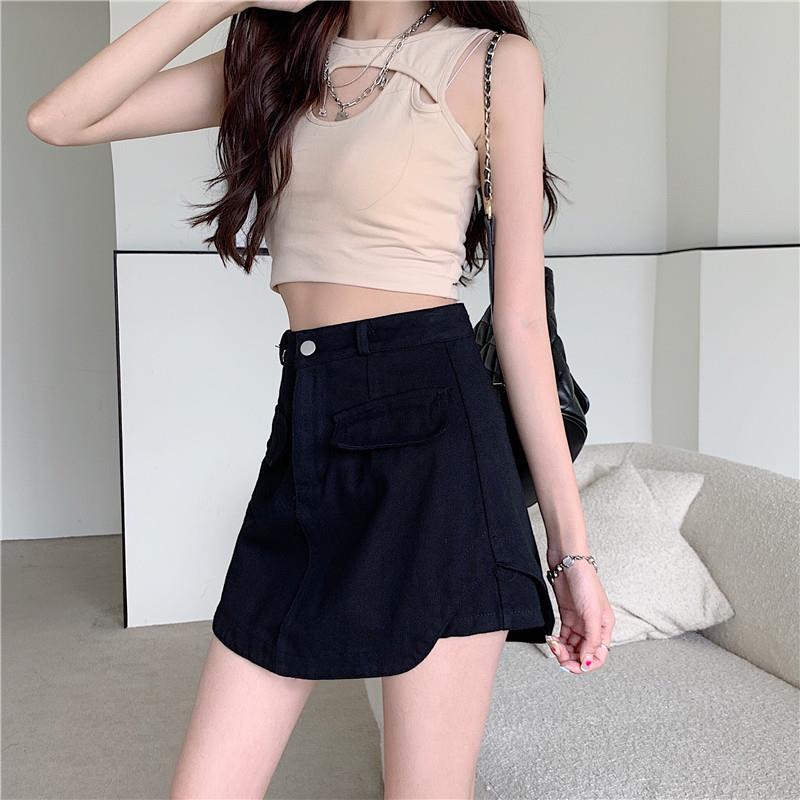 plus size Womens 2024 New Summer Culottes for Chubby Girls American Style High Waist Slimming Spice Girls Irregular Denim SkirtBlack [Skirt Fairy Super Fairy Sen Skirt/High Waist A- Shaped Skirt/Skirt Set Black [Skirt Fairy Super Fairy Sen Skirt/High Waist A- Shaped Skirt/Skirt Set