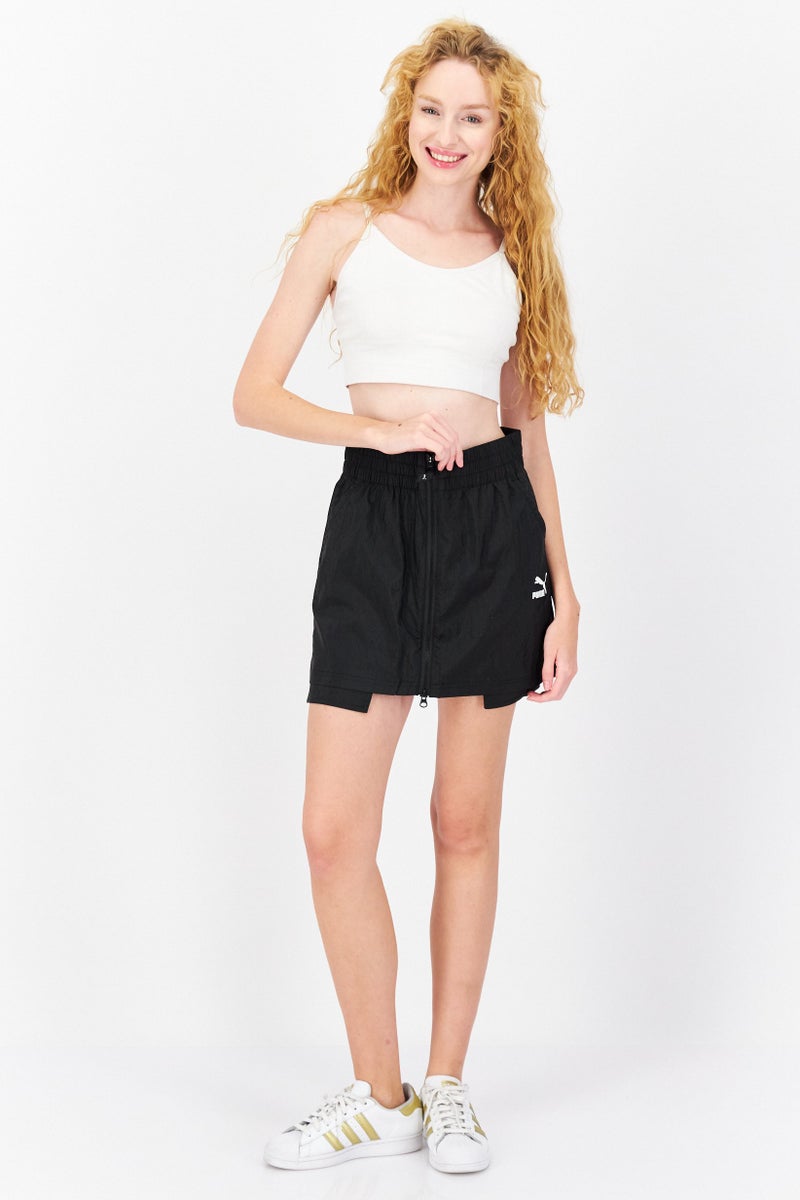 Women Sportswear Fit Brand Logo Mini Skirts, Black