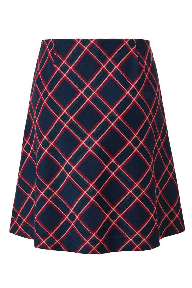 Women Plaid Mini Skirt, Navy/Red