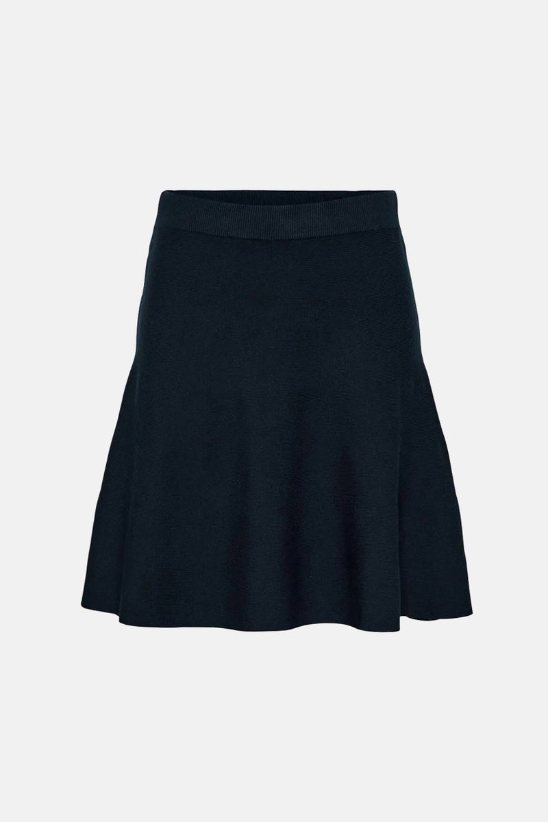 Women Textured Flare Skirt, Navy