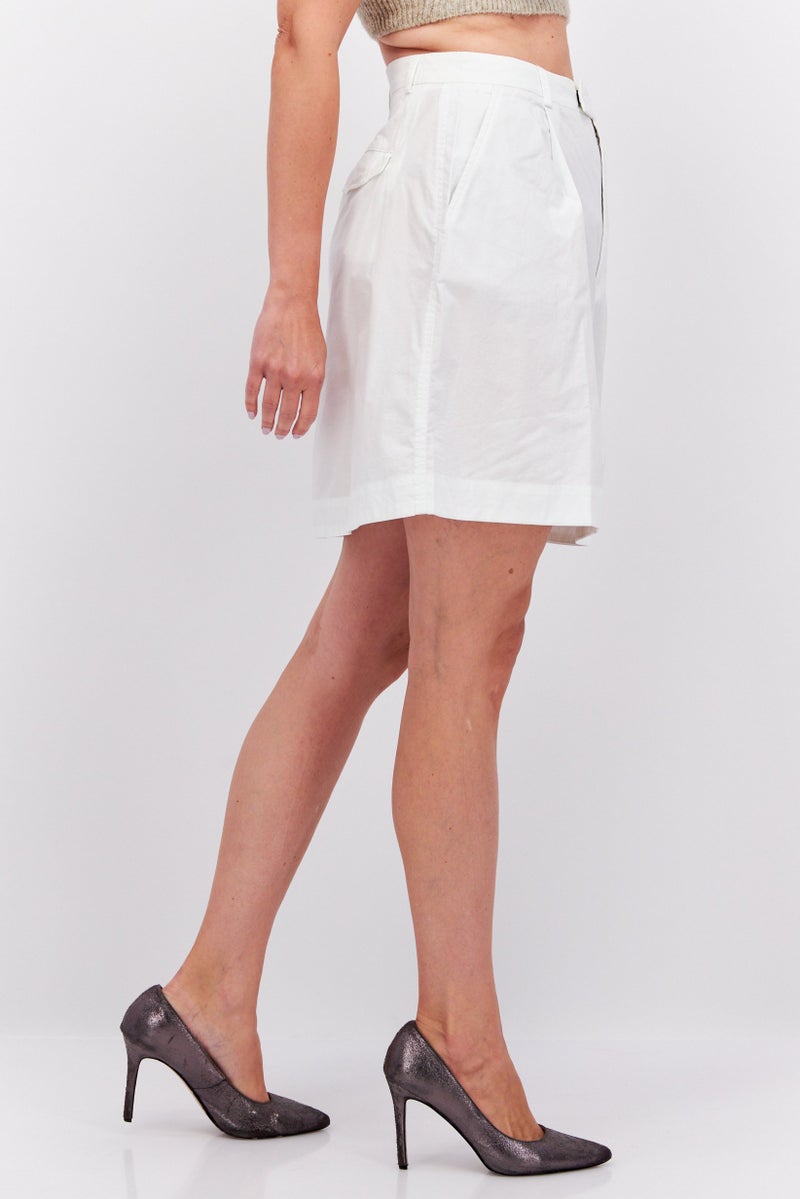 Women Plain Mini Skirts, White