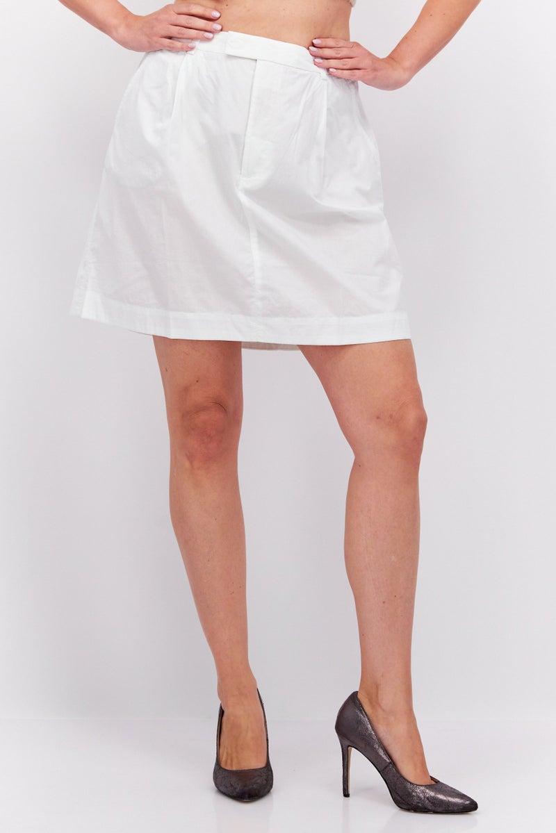 Women Plain Mini Skirts, White