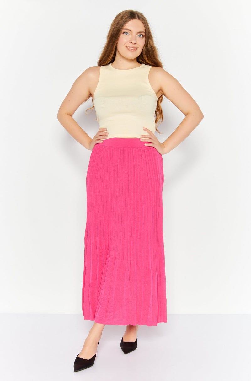 Women Pleated Midi Skirts, Pink