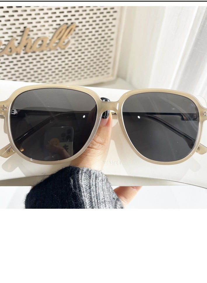 TR polarized sunglasses advanced sense large frame round face slimming sunglasses anti-violet Outside driving glasses