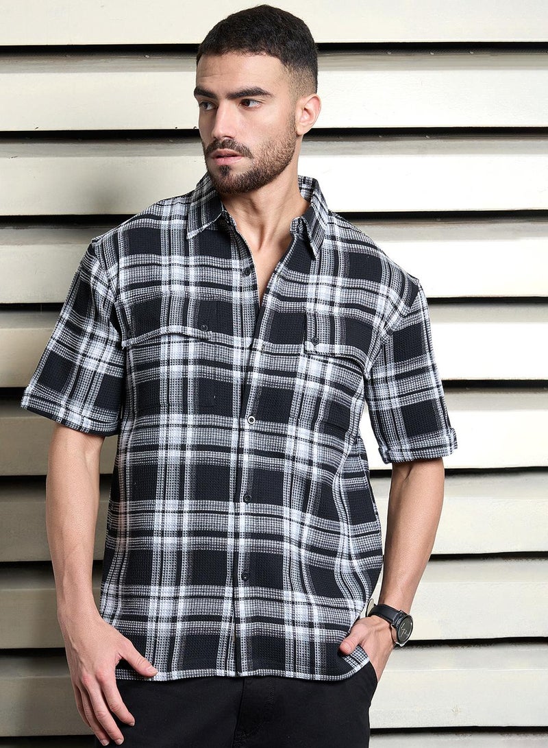 Relaxed Multicolor Oversized Casual Shirt for Men