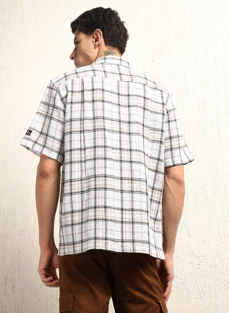 Classic Tartan Checks Opaque Checked Cotton Casual Oversized Shirt