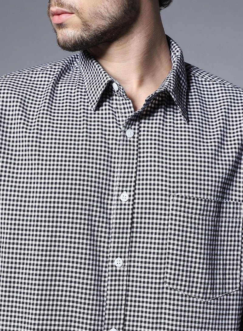 Classic Regular Fit Micro Checked Pure Cotton Casual Shirt