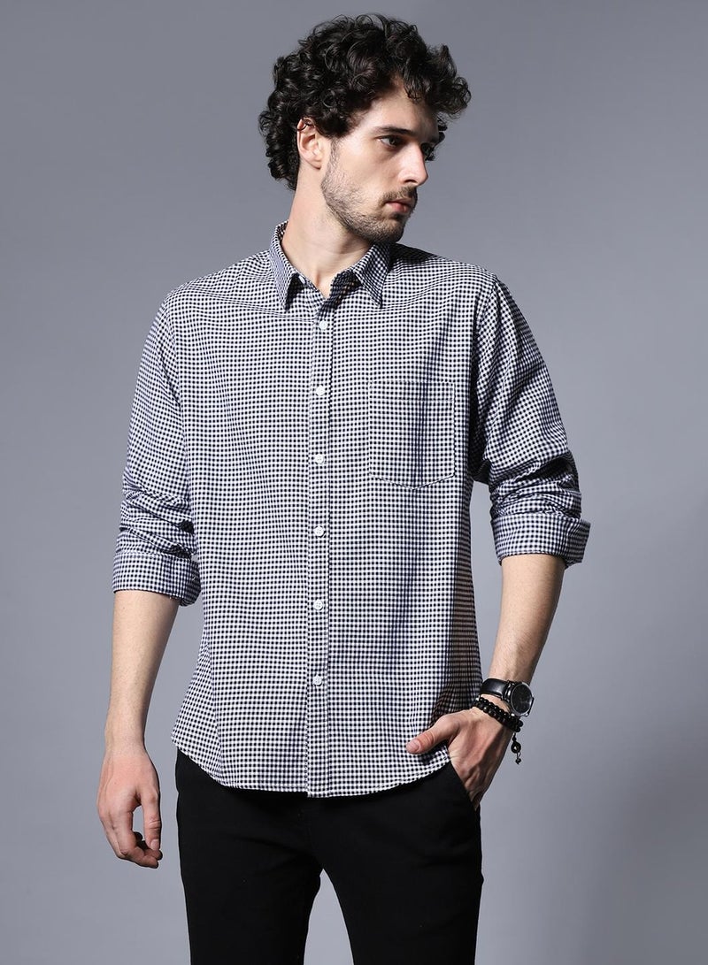 Classic Regular Fit Micro Checked Pure Cotton Casual Shirt