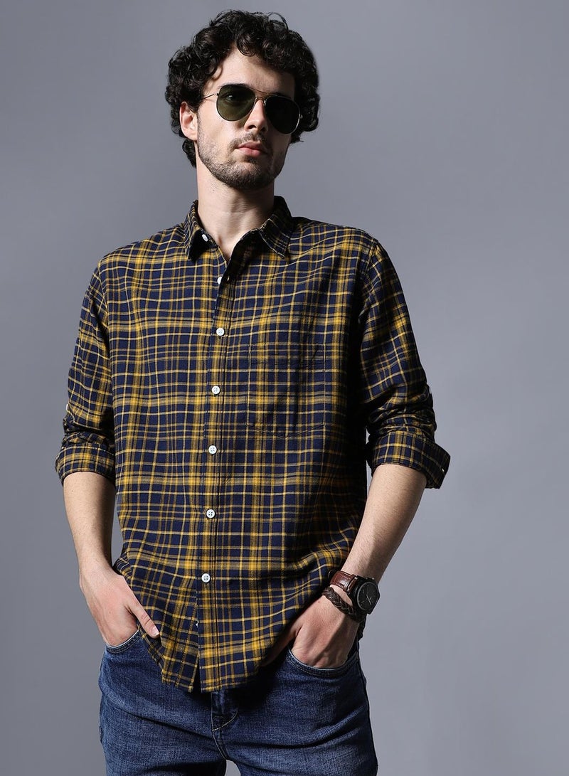 Classic Regular Fit Checked Pure Cotton Casual Shirt