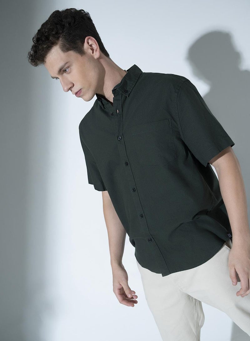 Button-Down Collar Pure Cotton Oversized Casual Shirt