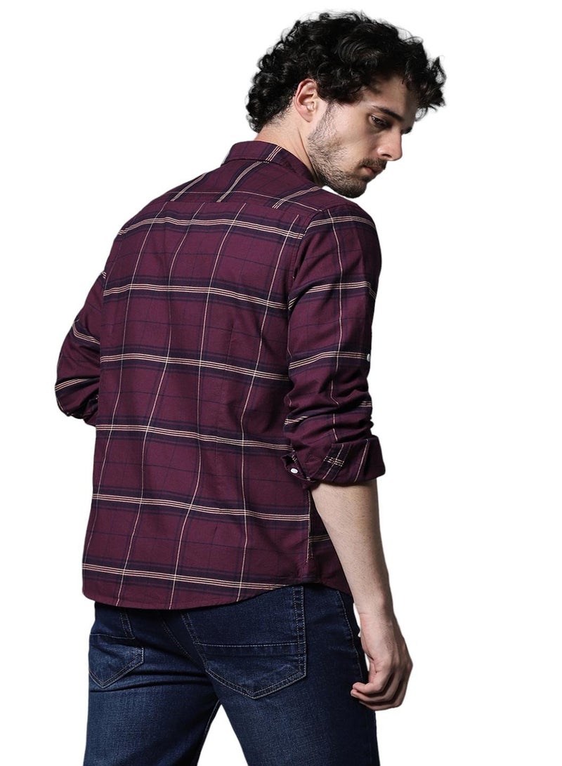 Classic Windowpane Checks Pure Cotton Casual Shirt