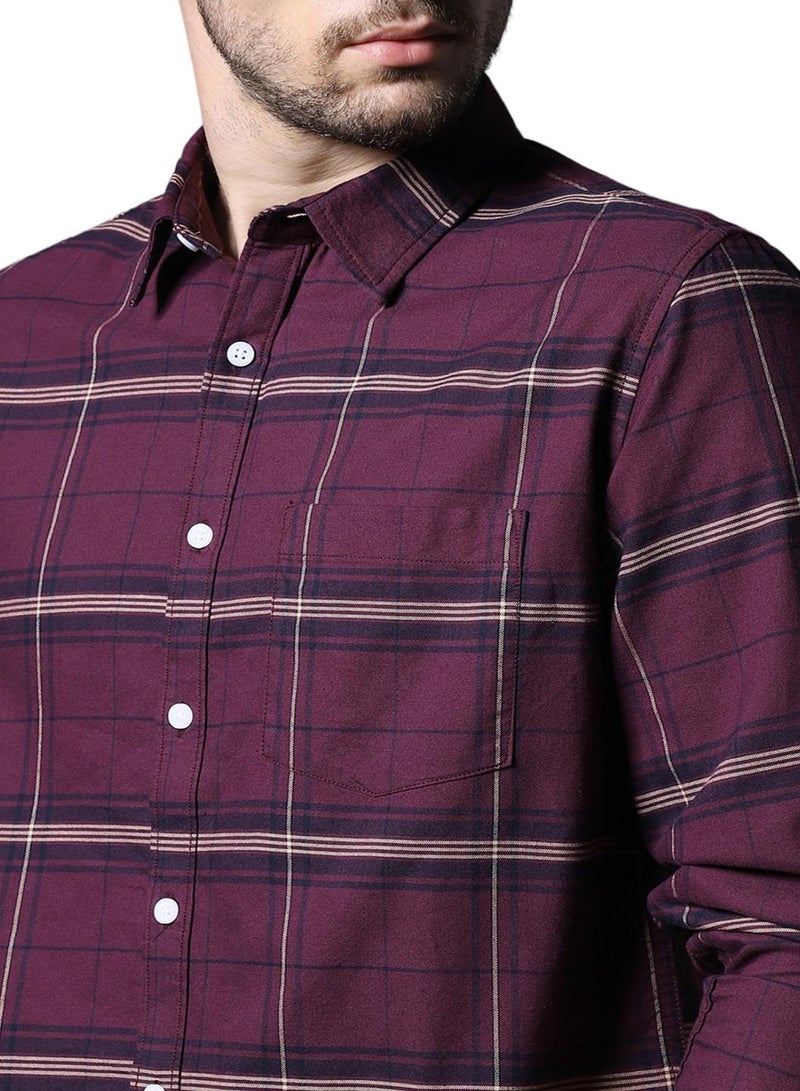 Classic Windowpane Checks Pure Cotton Casual Shirt