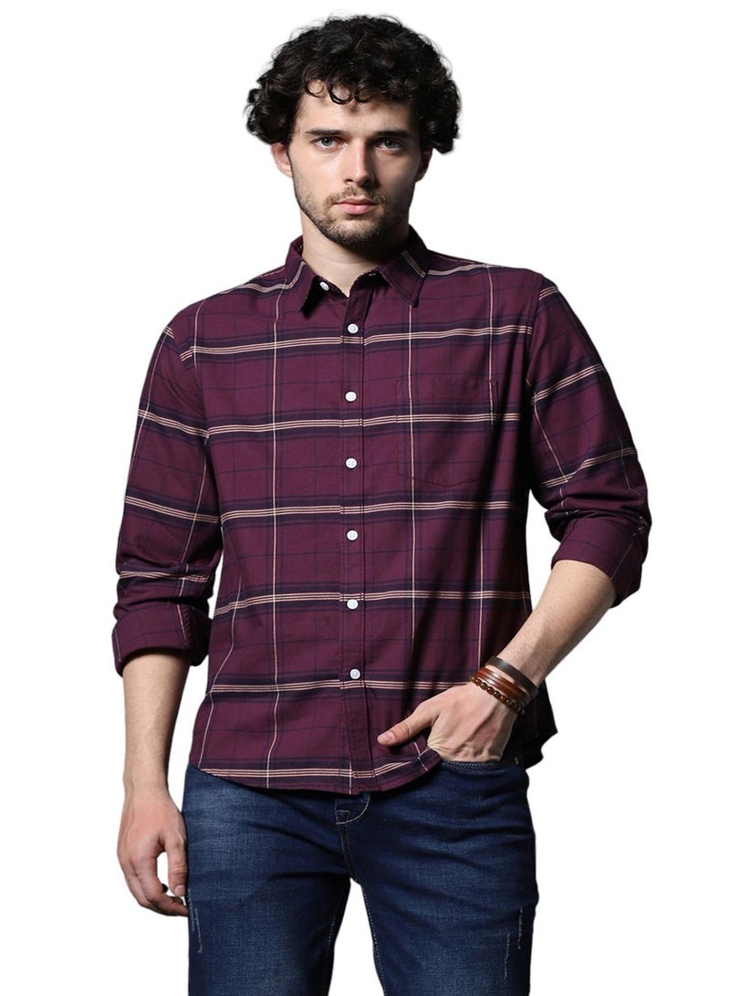 Classic Windowpane Checks Pure Cotton Casual Shirt