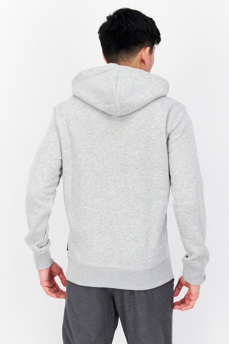 Men Hooded Brand Logo Sweatshirt, Light Grey Heather