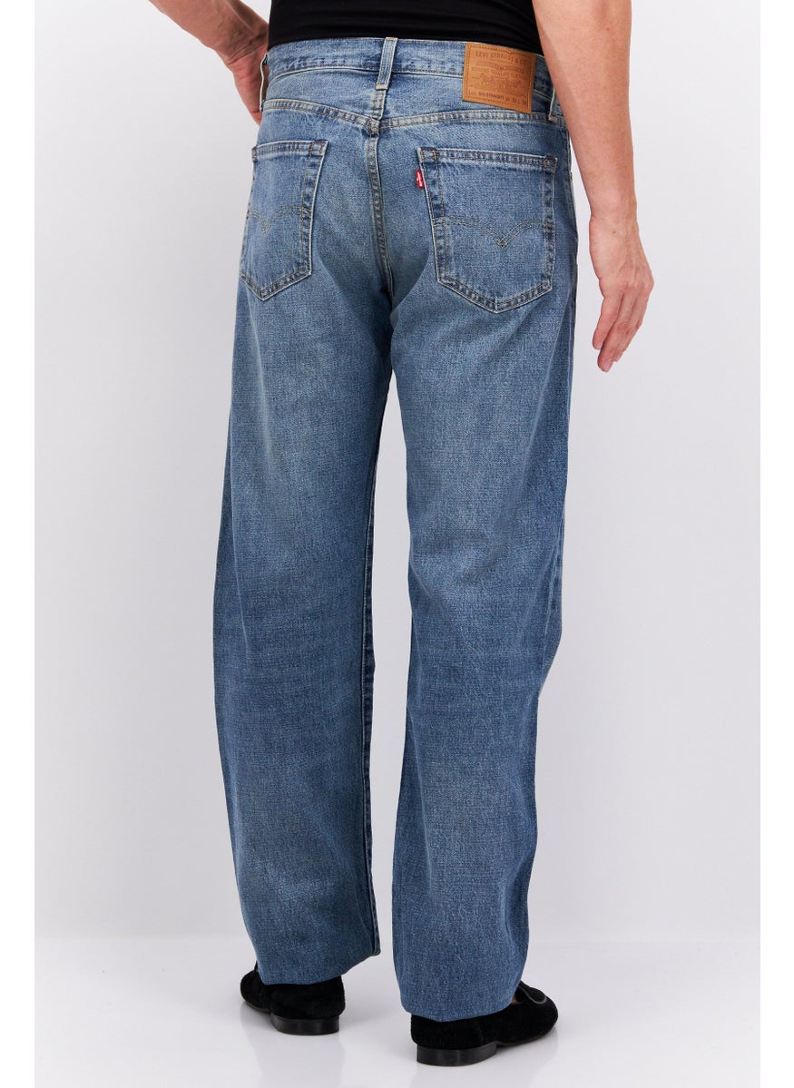 Men Straight Fit Washed Denim Jeans, Light Blue